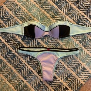 Victoria's Secret Light Blue, Black & Lavender Bikini Set